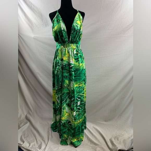 Boho Tropical Print Backless Cami Dress - Picture 5 of 8